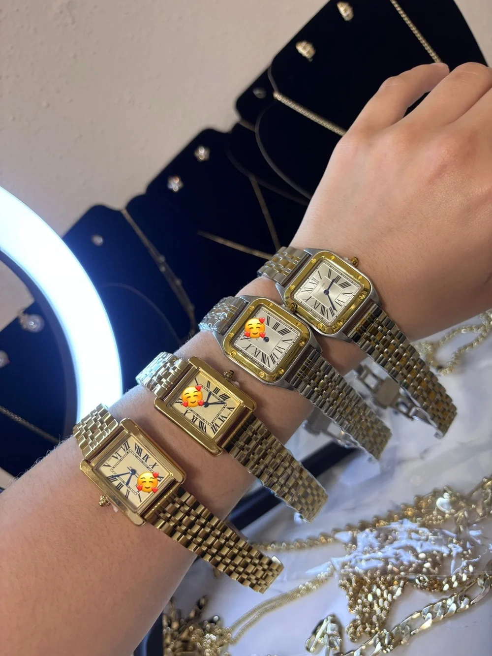 Classic Two-Tone Gold Stainless Steel Women's Bracelet Watch
